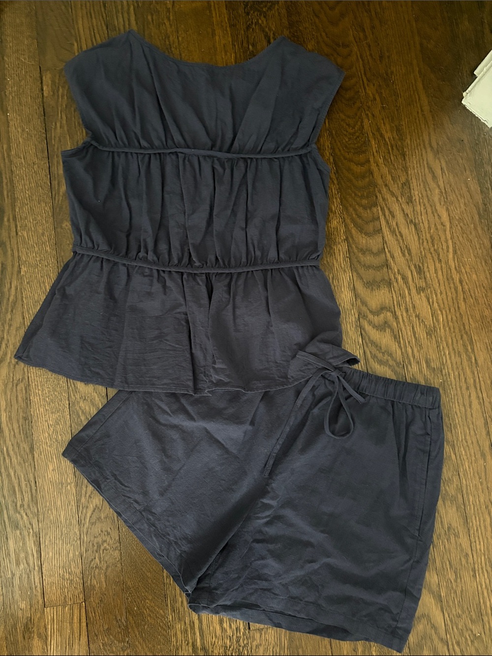 Navy Two-Piece Sleeveless Top & Shorts Set